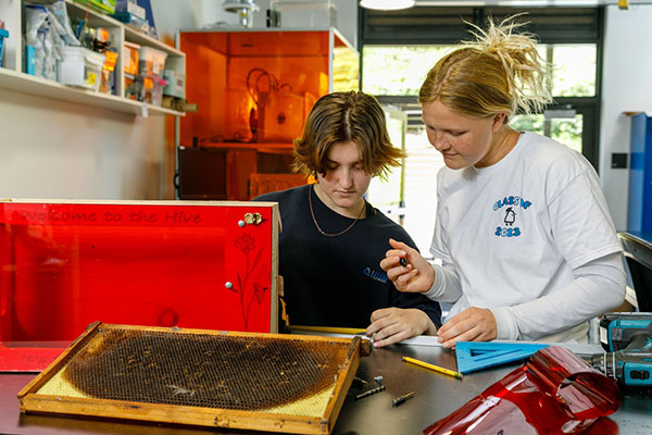 Two students working on a project.